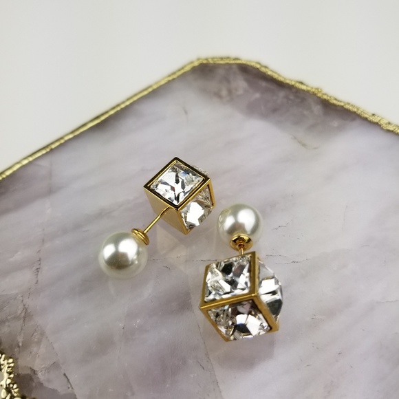 Vita Fede Double Cubo Gemma Pearl Earrings - Picture 2 of 7